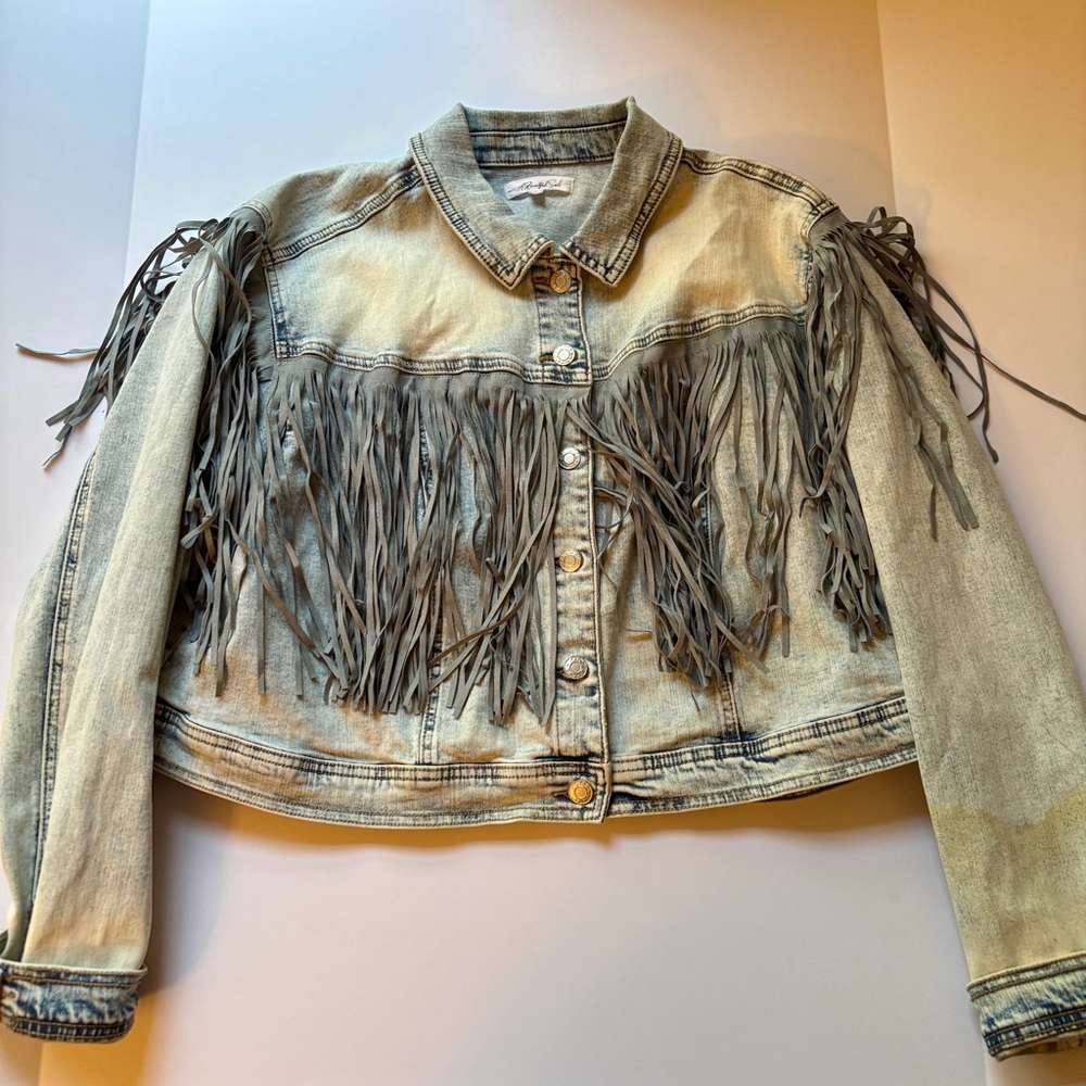 Beautiful Soul Denim Fringe Jacket xl